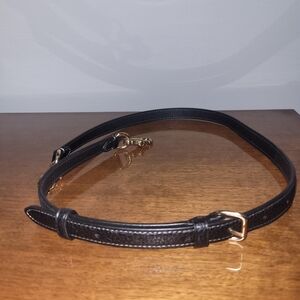 Black Pebbled Leather Replacement Purse Strap 36" with Gold Colored Accents